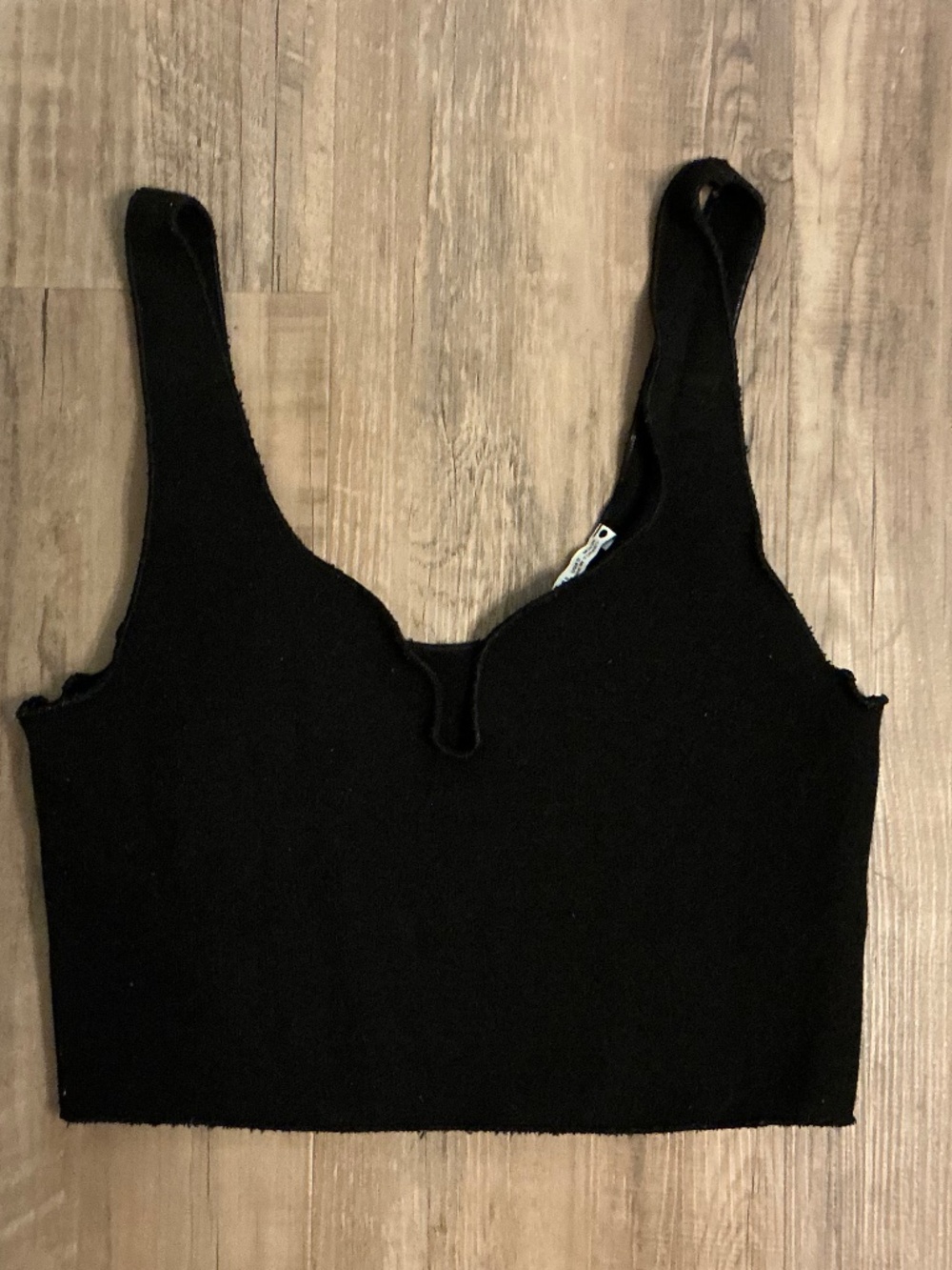 Zara black fine-knit cropped tank top, size S